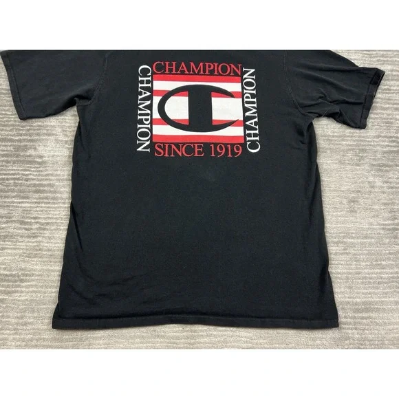Vintage Champion‎ Shirt Mens XL Black Short Sleeve Cotton Haiti 90s Y2K - Picture 3 of 9